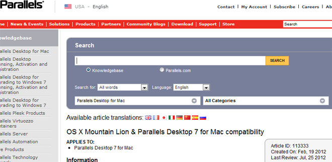 parallel desktop for mac os x mountain lion